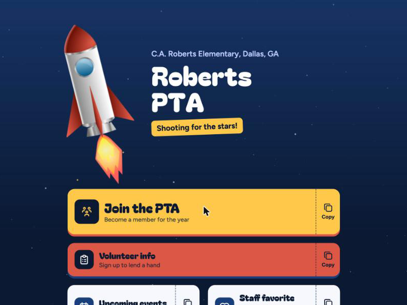 Screenshot of Roberts PTA