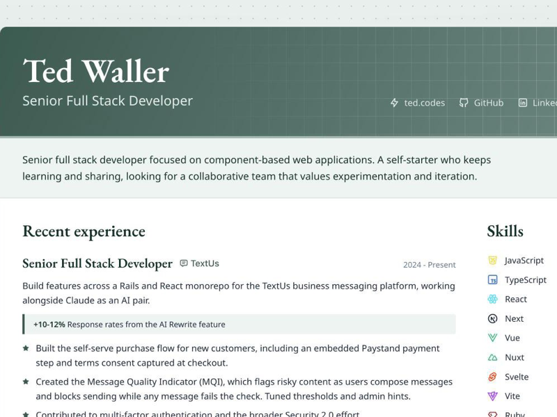 Screenshot of My Resume